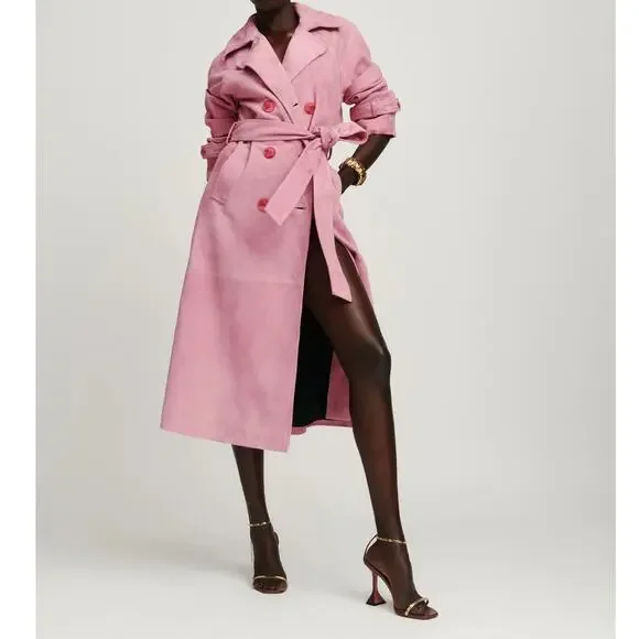 Reformation Veda Ashland Leather Trench Pink - Picture 10 of 10